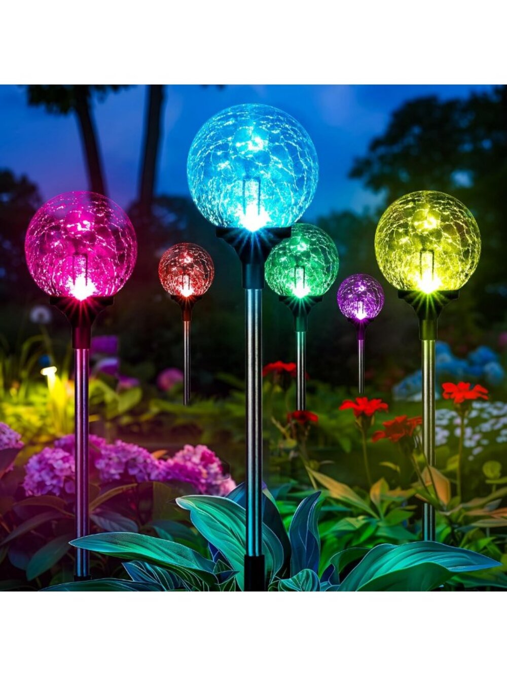 Set of 6 Solar Garden Lights - Outdoor Decorative Lighting for Pathway & Patio